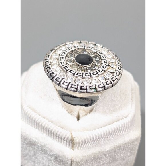 Premier Designs Cinema Ring Greek Key Crystal Cocktail Statement Size 8 - Picture 3 of 8